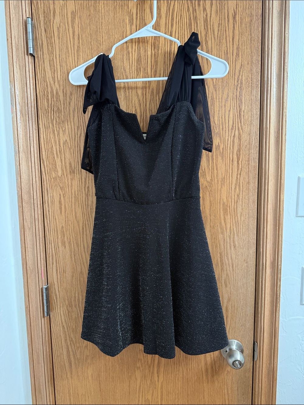 MOA MOA BLACK SPARKLE DRESS W/ SHOULDER TIES